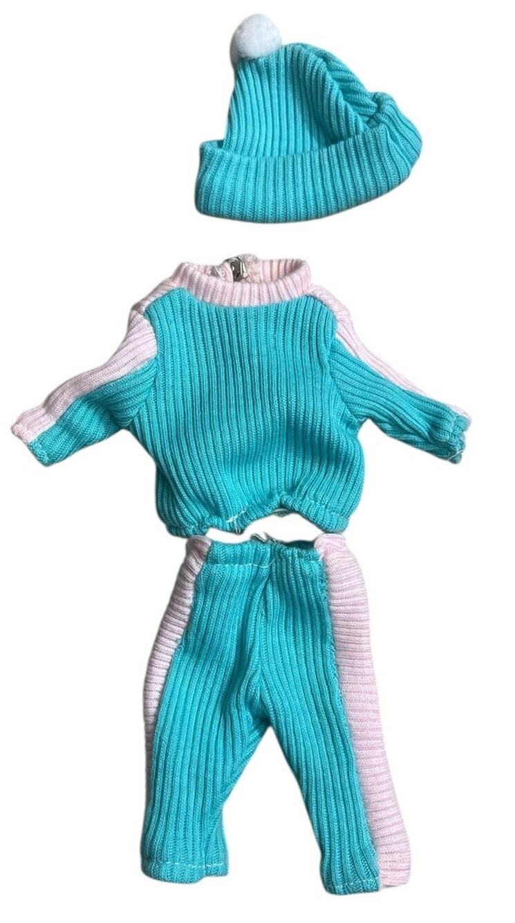 Vintage Ginny Vogue Dolls Outfit Hat Winter Ski Pants Turtleneck Pink Blue 1989
